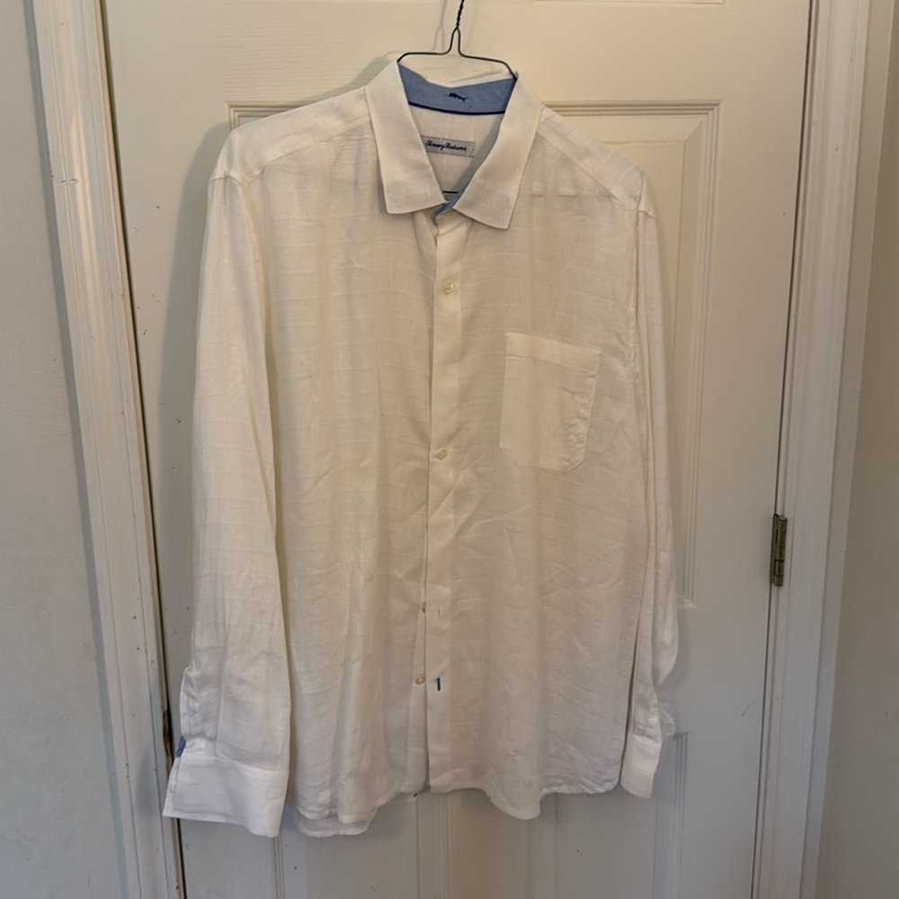 White linen oxford shirt XL